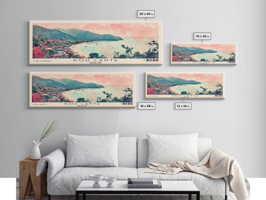 Koh Lanta, Thailand Watercolor Print, Vacation Gift, Thailand Wall Art, Beach Painting, Beach Decor, Large Wall Art, Wood Frame Art