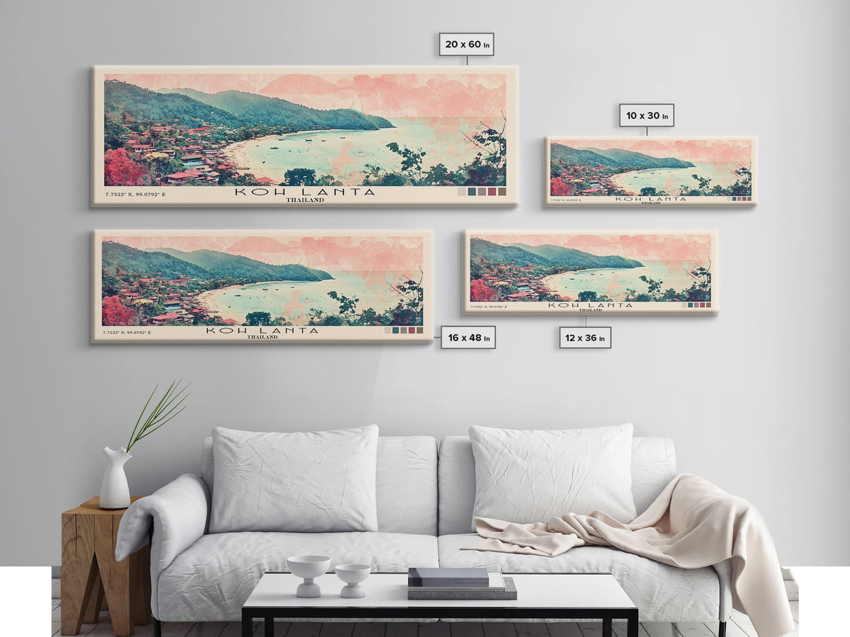 Koh Lanta, Thailand Watercolor Print, Vacation Gift, Thailand Wall Art, Beach Painting, Beach Decor, Large Wall Art, Wood Frame Art