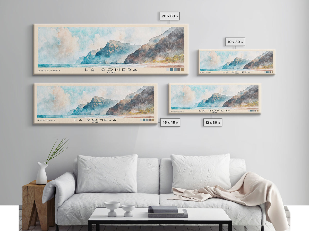 La Gomera, Spain Watercolor Print, Vacation Gift, Spain Wall Art, Vacation Wall Art, Vacatation Memories, Beach Decor, Beach Or Lakehouse Art