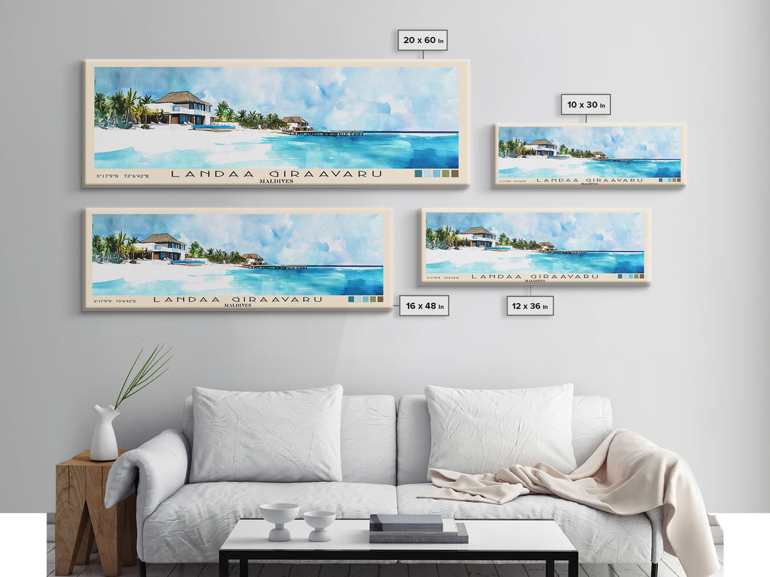 Landaa Giraavaru, Maldives Watercolor Beach Print, Vacation Gift, Maldives Wall Art, Beach Painting, Beach Decor, Beach Painting