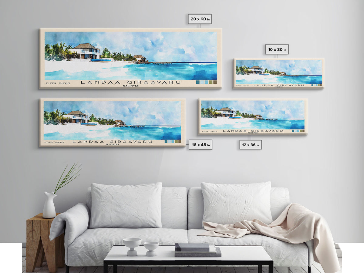 Landaa Giraavaru, Maldives Watercolor Beach Print, Vacation Gift, Maldives Wall Art, Beach Painting, Beach Decor, Beach Painting