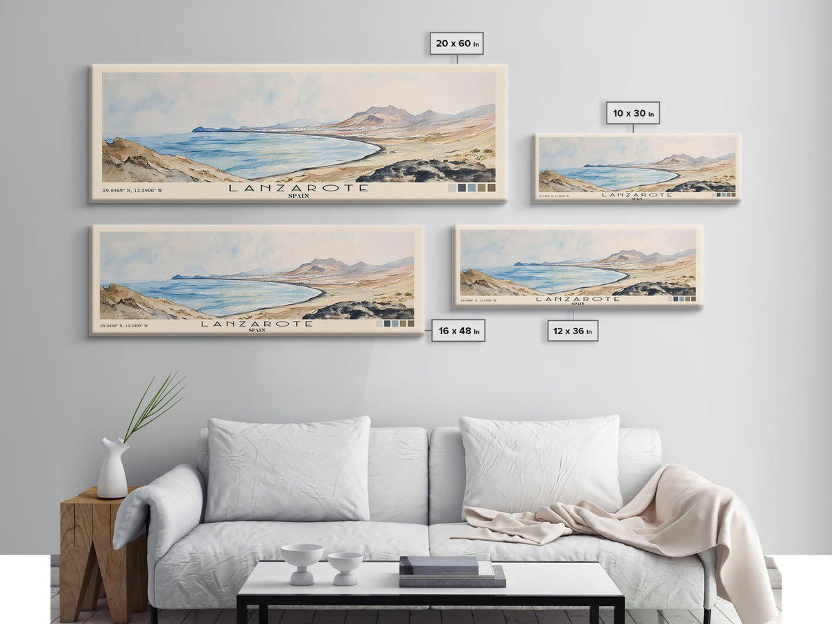 Lanzarote, Spain Watercolor Print, Vacation Gift, Spain Wall Art, Vacation Wall Art, Vacatation Memories, Beach Decor, Beach Or Lakehouse Art