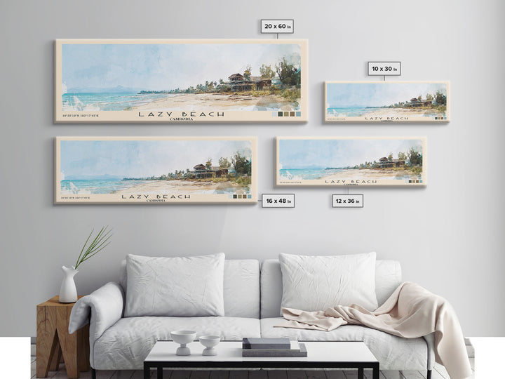 Lazy Beach, Cambodia Watercolor Beach Print, Vacation Gift, Cambodia Wall Art, Beach Painting, Beach Decor, Beach Painting