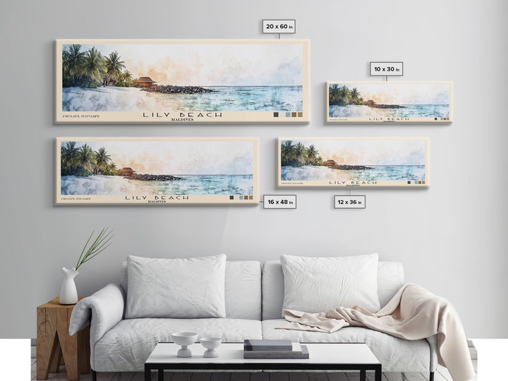 Lily Beach, Maldives Watercolor Beach Print, Vacation Gift, Maldives Wall Art, Beach Painting, Beach Decor, Beach Painting