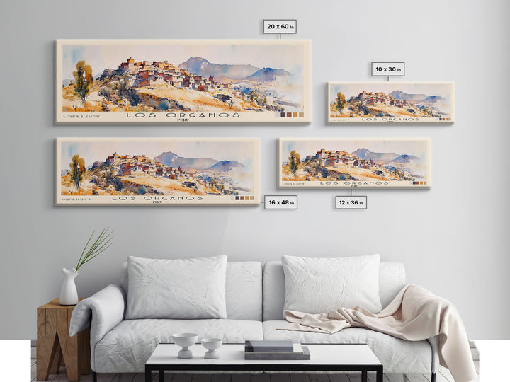 Los Organos, Peru Watercolor Print, Vacation Gift, Peru Wall Art, Beach Painting, Beach Decor, Large Wall Art, Wood Frame Art