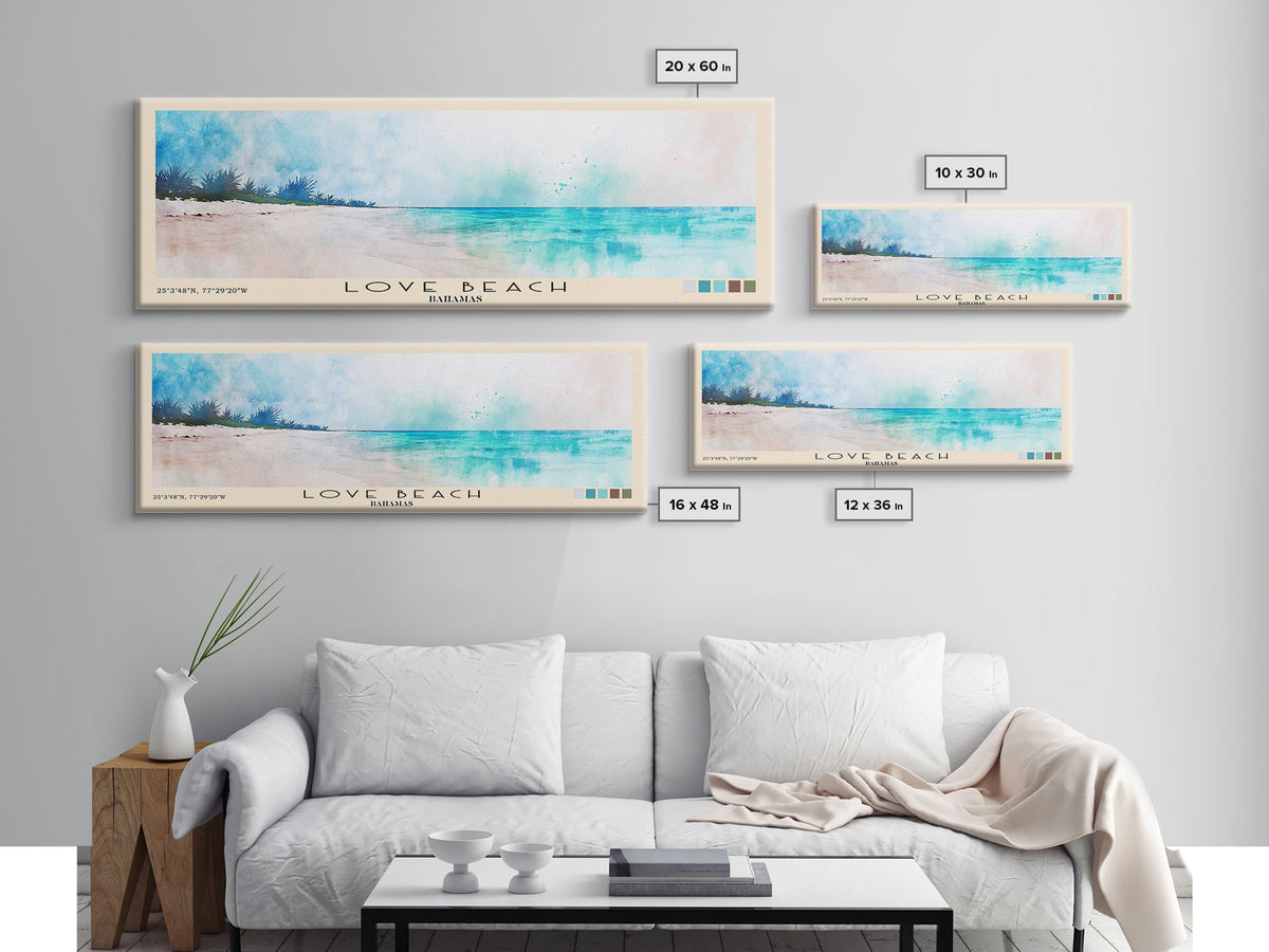 Love Beach, Bahamas Watercolor Print, Vacation Gift, Bahamas Wall Art, Vacation Wall Art, Vacatation Memories, Beach Decor, Beach Or Lakehouse Art