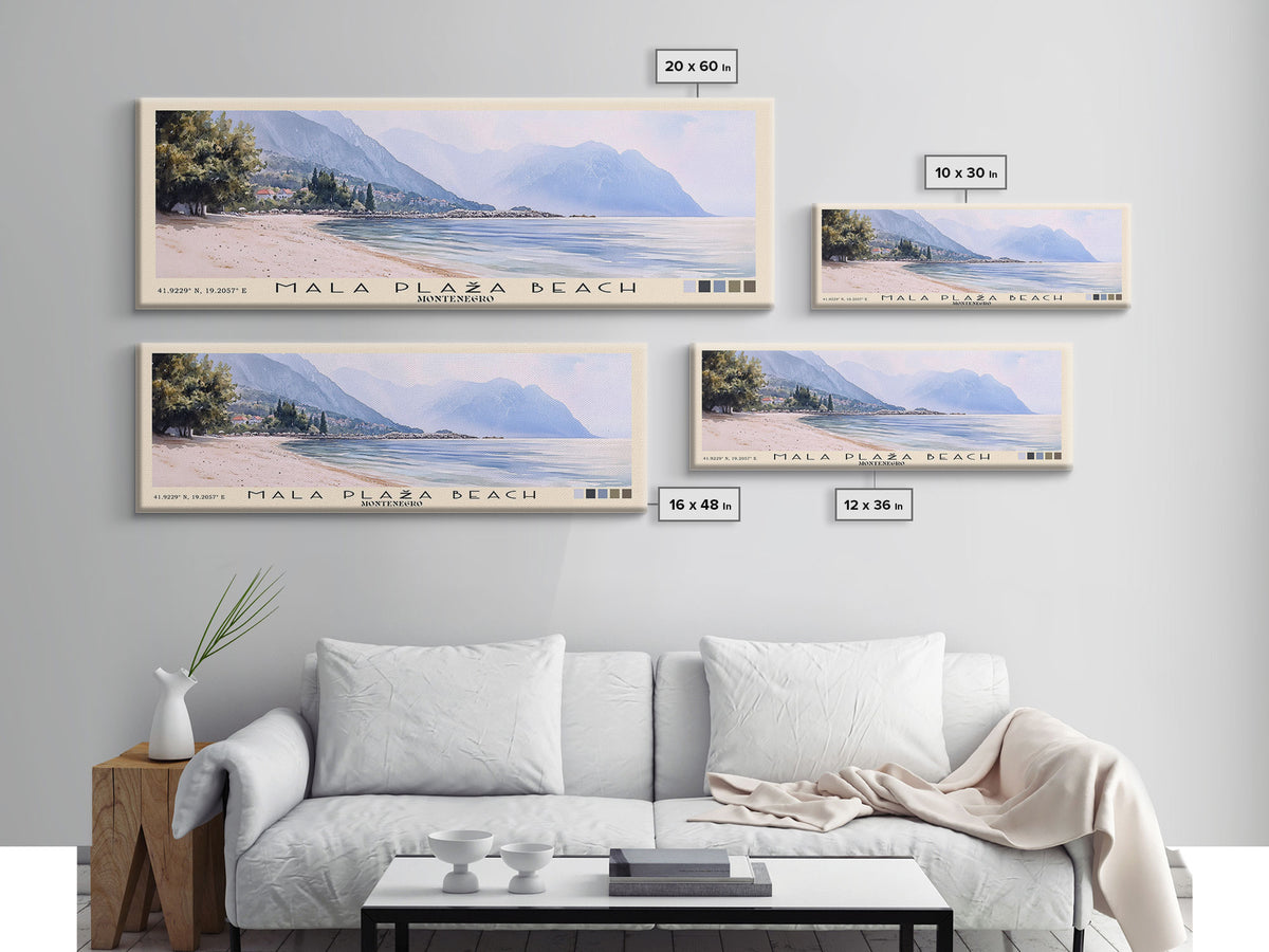 Mala Plaža Beach, Montenegro Watercolor Print, Vacation Gift, Montenegro Wall Art, Vacation Wall Art, Vacatation Memories, Beach Decor, Beach Or Lakehouse Art