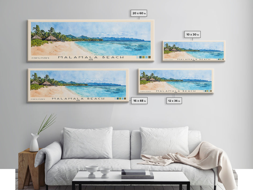 Malamala Beach, Fiji Watercolor Print, Vacation Gift, Fiji Wall Art, Beach Painting, Beach Decor, Beach Or Lakehouse Art