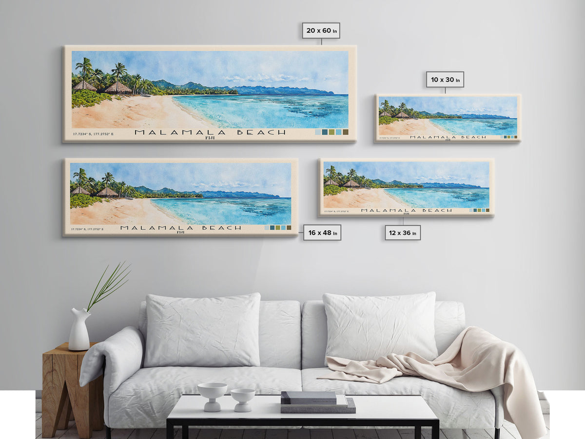 Malamala Beach, Fiji Watercolor Print, Vacation Gift, Fiji Wall Art, Beach Painting, Beach Decor, Beach Or Lakehouse Art