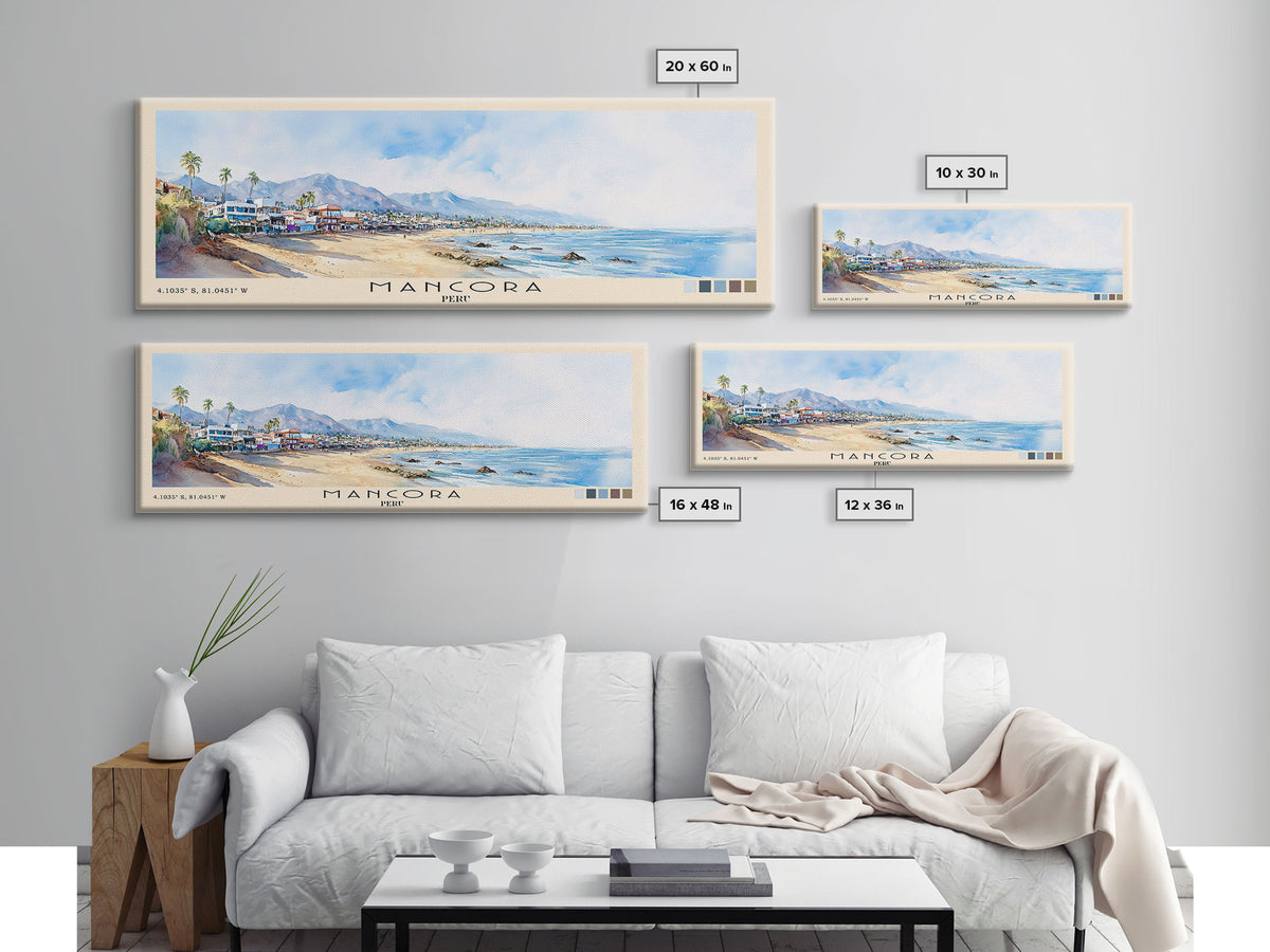 Mancora, Peru Watercolor Print, Vacation Gift, Peru Wall Art, Beach Painting, Beach Decor, Beach Or Lakehouse Art