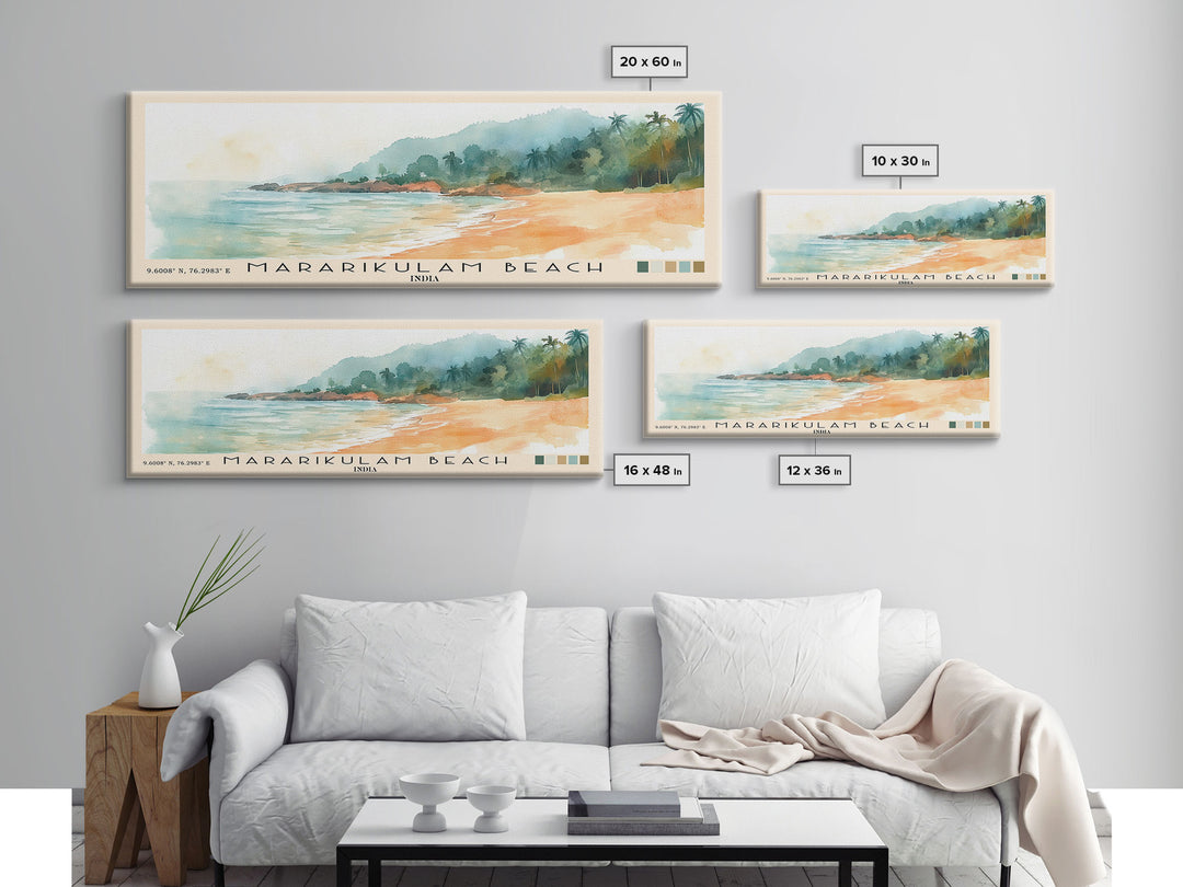 Mararikulam Beach, India Watercolor Print, Vacation Gift, India Wall Art, Vacation Wall Art, Vacatation Memories, Beach Decor, Beach Or Lakehouse Art