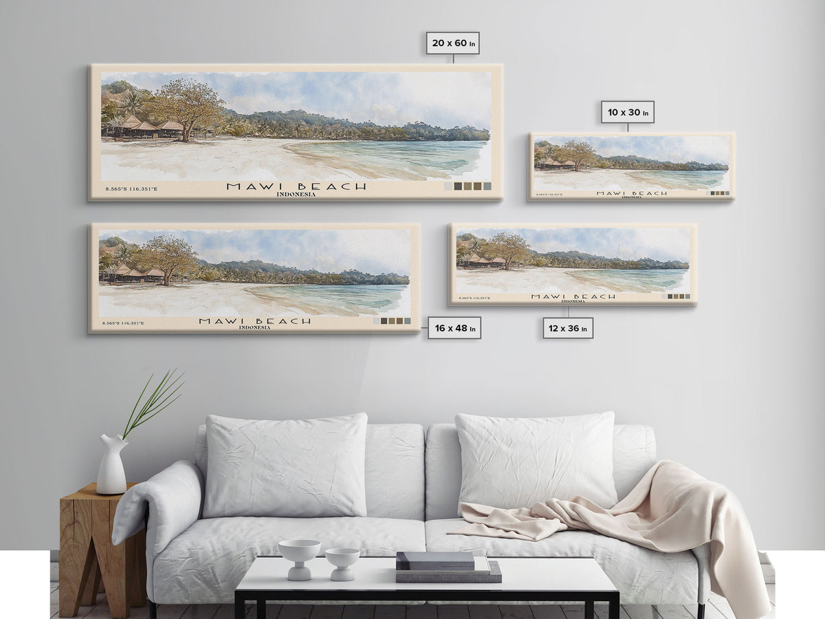 Mawi Beach, Indonesia Watercolor Print, Vacation Gift, Indonesia Wall Art, Beach Painting, Beach Decor, Beach Or Lakehouse Art