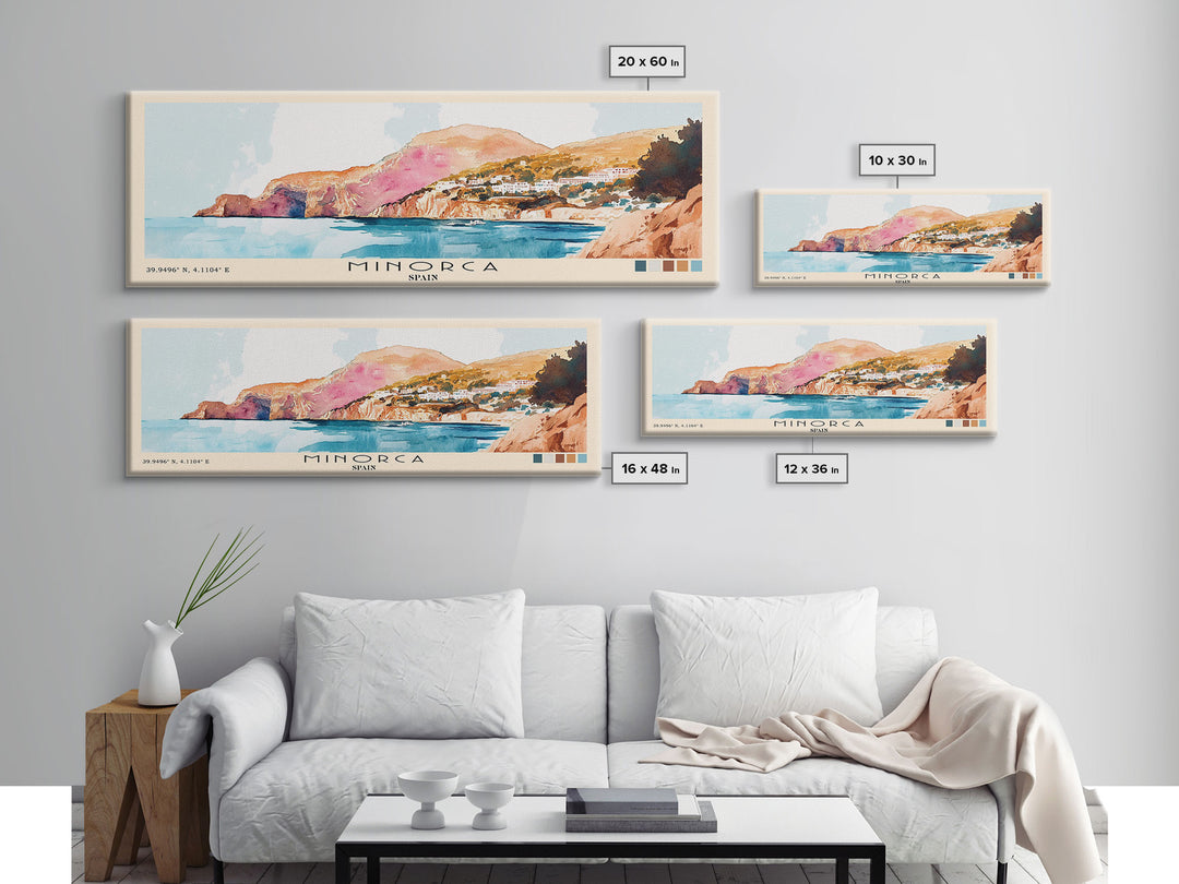 Minorca, Spain Watercolor Print, Vacation Gift, Spain Wall Art, Beach Painting, Beach Decor, Beach Or Lakehouse Art