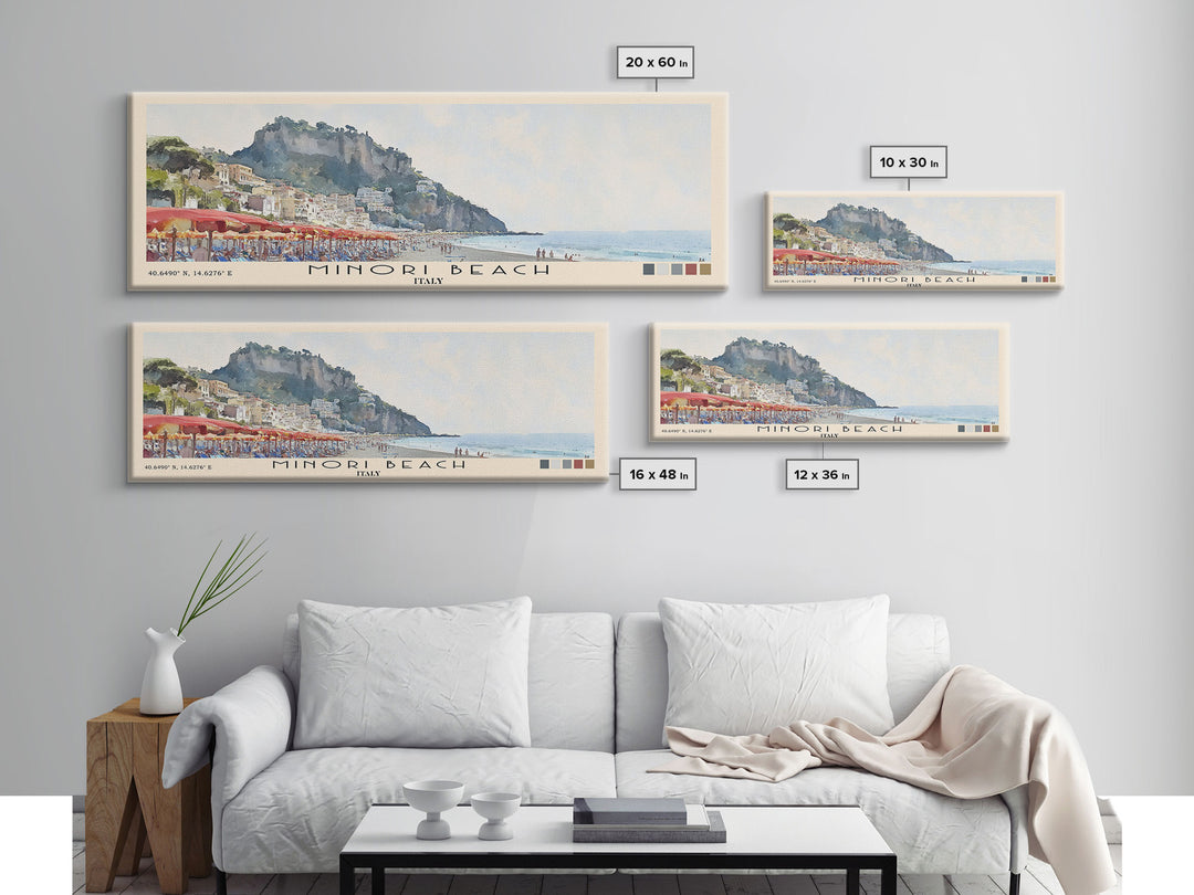 Minori Beach, Italy Watercolor Beach Print, Vacation Gift, Italy Wall Art, Beach Painting, Beach Decor, Beach Painting