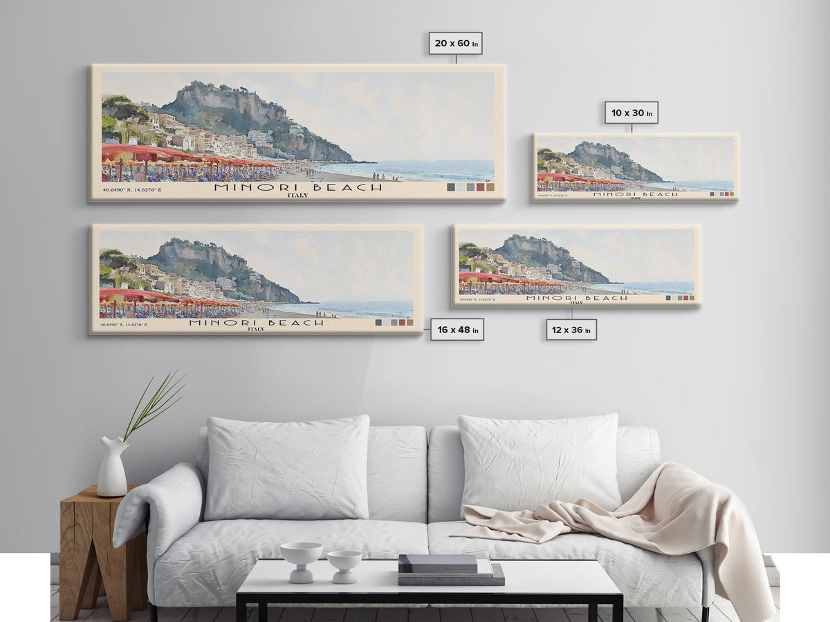 Minori Beach, Italy Watercolor Beach Print, Vacation Gift, Italy Wall Art, Beach Painting, Beach Decor, Beach Painting