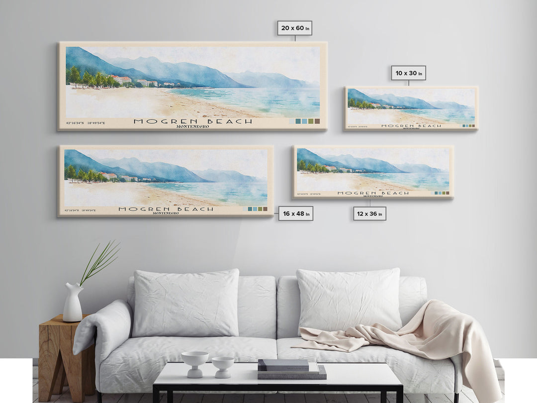 Mogren Beach, Montenegro Watercolor Beach Print, Vacation Gift, Montenegro Wall Art, Beach Painting, Beach Decor, Beach Painting