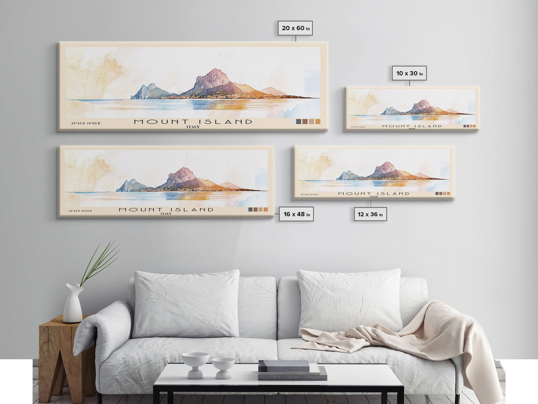 Mount island, Italy Watercolor Print, Vacation Gift, Italy Wall Art, Vacation Wall Art, Vacatation Memories, Beach Decor, Beach Or Lakehouse Art