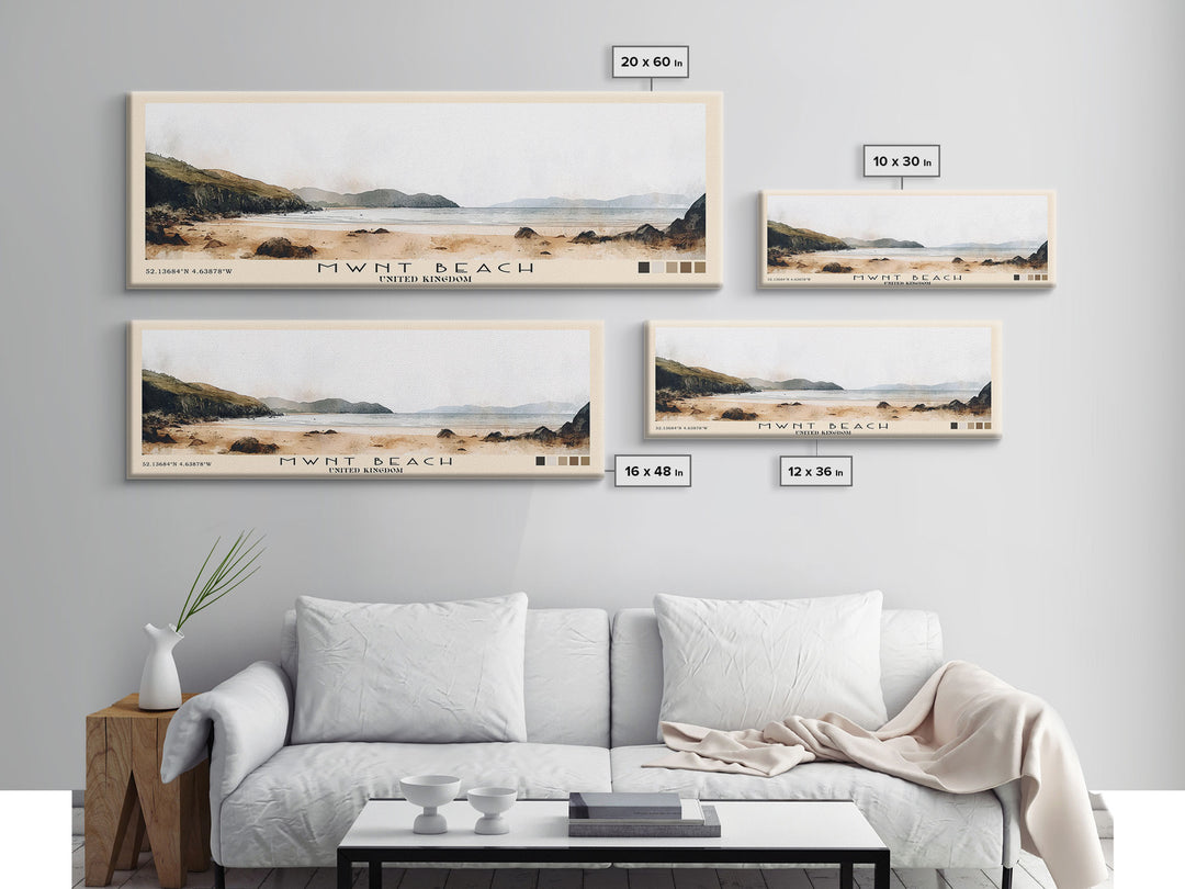 Mwnt Beach, United Kingdom Watercolor Print, Vacation Gift, United Kingdom Wall Art, Beach Painting, Beach Decor, Beach Or Lakehouse Art