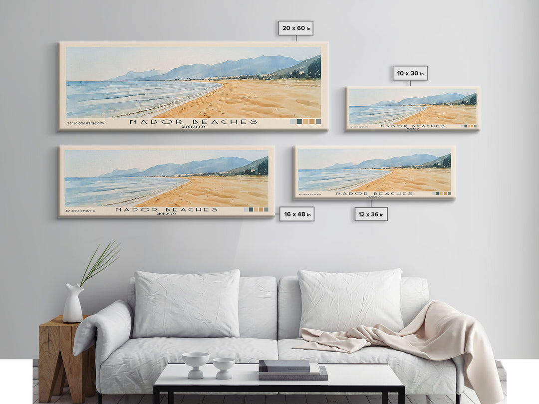 Nador Beaches, Morocco Watercolor Print, Vacation Gift, Morocco Wall Art, Beach Painting, Beach Decor, Beach Or Lakehouse Art