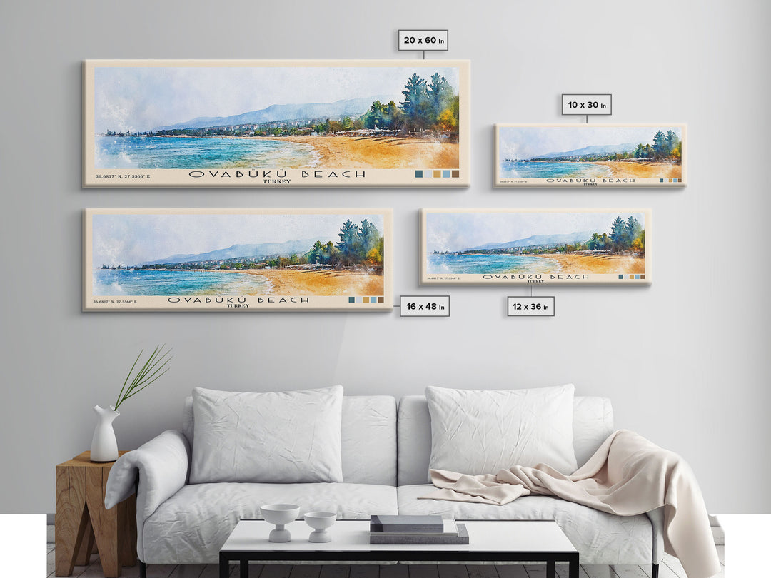 Ovabükü Beach, Turkey Watercolor Beach Print, Vacation Gift, Turkey Wall Art, Beach Painting, Beach Decor, Beach Painting