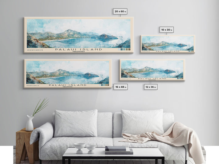 Palaui Island, Philippines Watercolor Print, Vacation Gift, Philippines Wall Art, Beach Painting, Beach Decor, Large Wall Art, Wood Frame Art