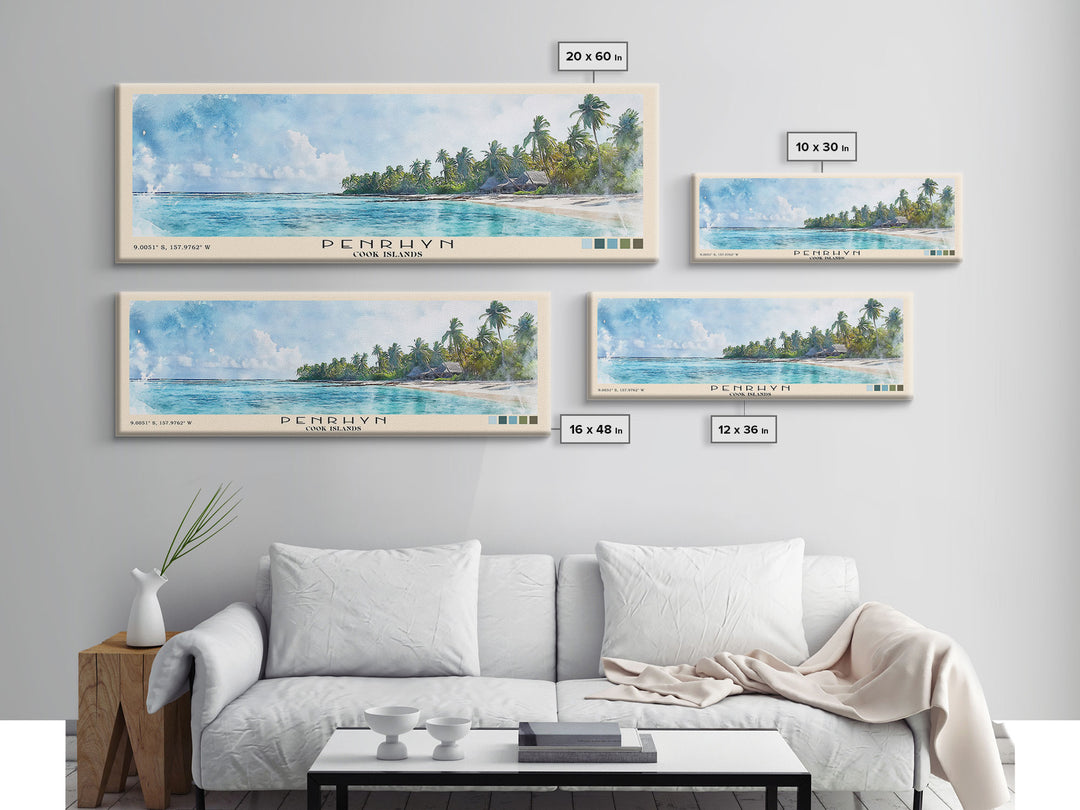 Penrhyn, Cook Islands Watercolor Print, Vacation Gift, Cook Islands Wall Art, Beach Painting, Beach Decor, Beach Or Lakehouse Art