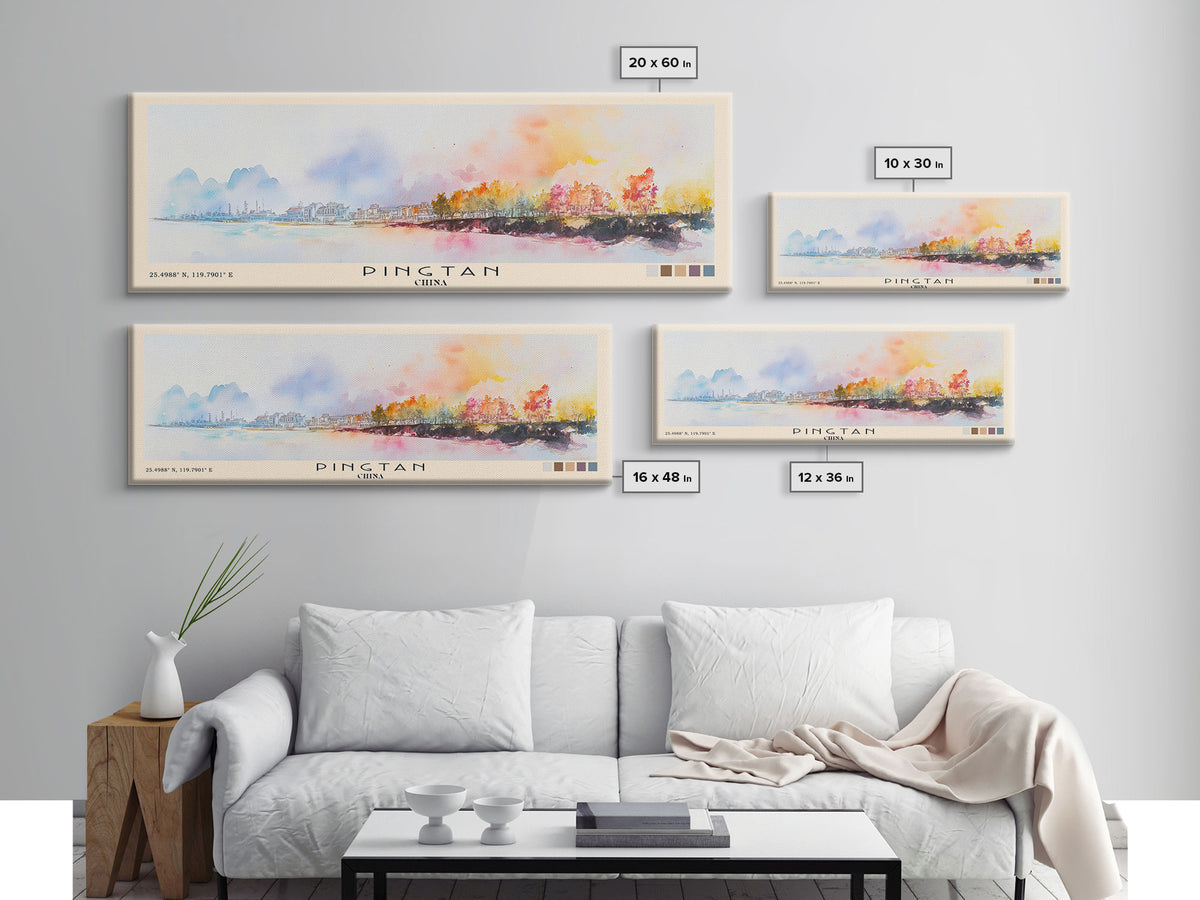 Pingtan, China Watercolor Print, Vacation Gift, China Wall Art, Beach Painting, Beach Decor, Beach Or Lakehouse Art
