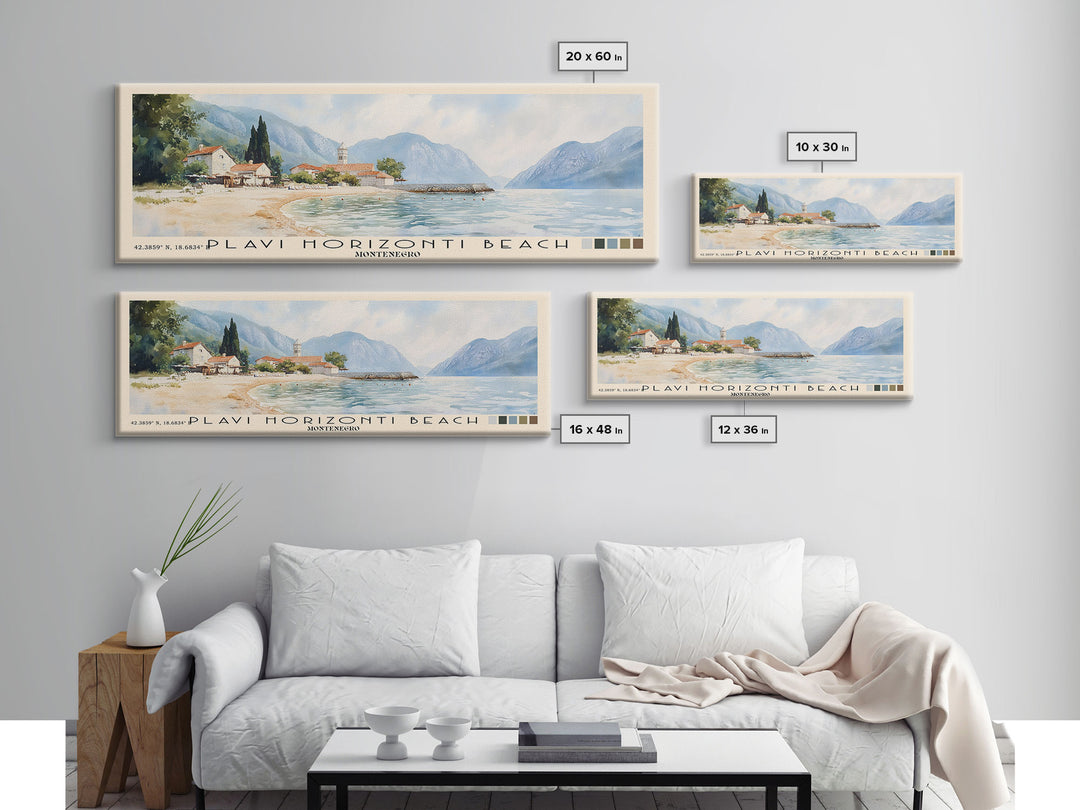 Plavi Horizonti Beach, Montenegro Watercolor Print, Vacation Gift, Montenegro Wall Art, Vacation Wall Art, Vacatation Memories, Beach Decor, Beach Or Lakehouse Art