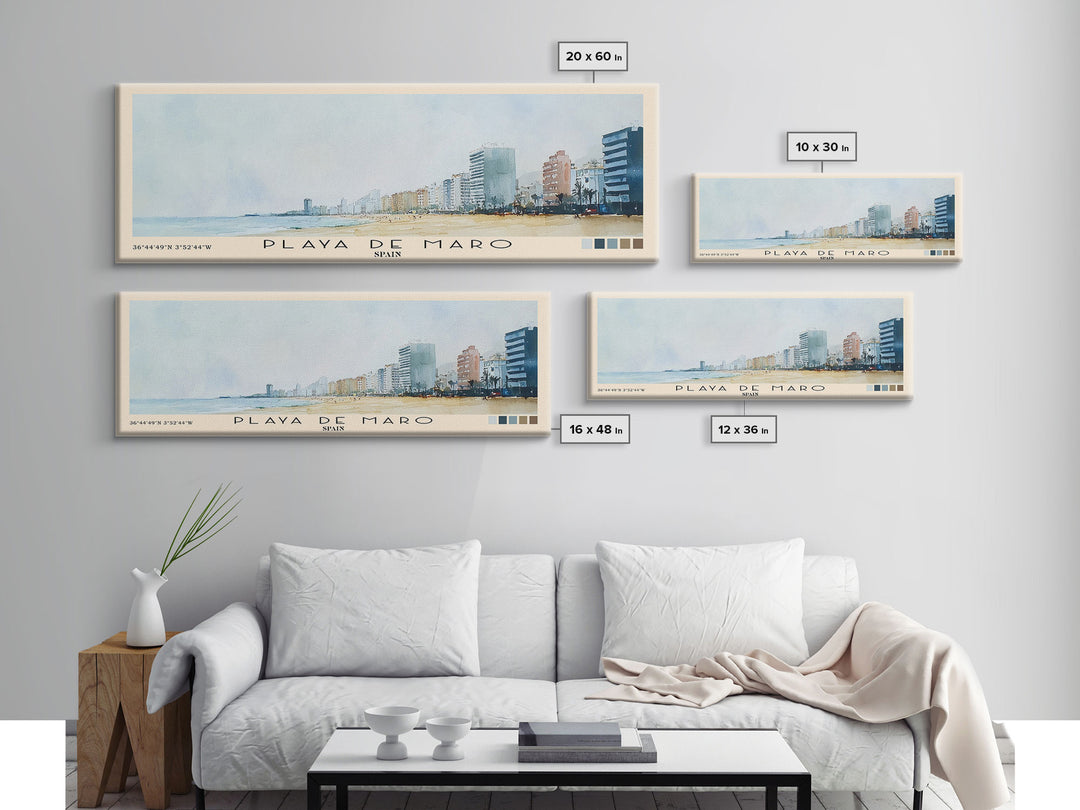 Playa de Maro, Spain Watercolor Print, Vacation Gift, Spain Wall Art, Vacation Wall Art, Vacatation Memories, Beach Decor, Beach Or Lakehouse Art