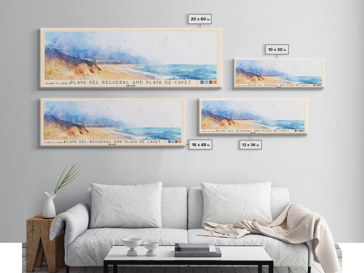 Playa del Regueral and Playa de Cavet, Spain Watercolor Print, Vacation Gift, Spain Wall Art, Vacation Wall Art, Vacatation Memories, Beach Decor, Beach Or Lakehouse Art