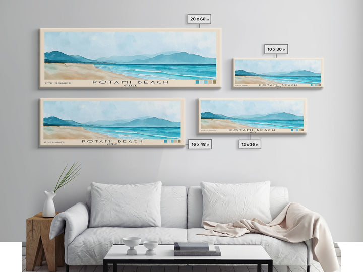 Potami Beach, Greece Watercolor Print, Vacation Gift, Greece Wall Art, Beach Painting, Beach Decor, Beach Or Lakehouse Art