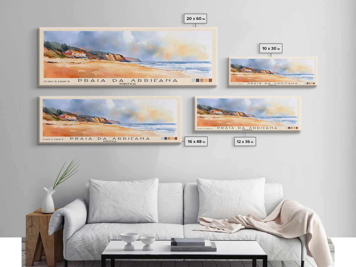 Praia da Arrifana, Portugal Watercolor Print, Vacation Gift, Portugal Wall Art, Vacation Wall Art, Vacatation Memories, Beach Decor, Beach Or Lakehouse Art