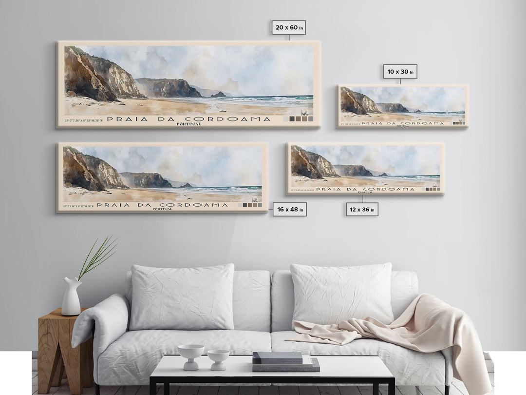 Praia da Cordoama, Portugal Watercolor Beach Print, Vacation Gift, Portugal Wall Art, Beach Painting, Beach Decor, Beach Painting