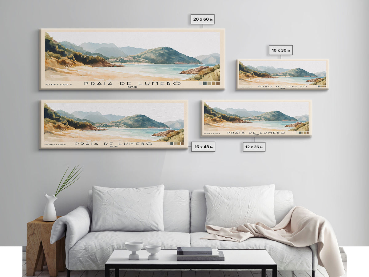 Praia de Lumebó, Spain Watercolor Print, Vacation Gift, Spain Wall Art, Beach Painting, Beach Decor, Beach Or Lakehouse Art
