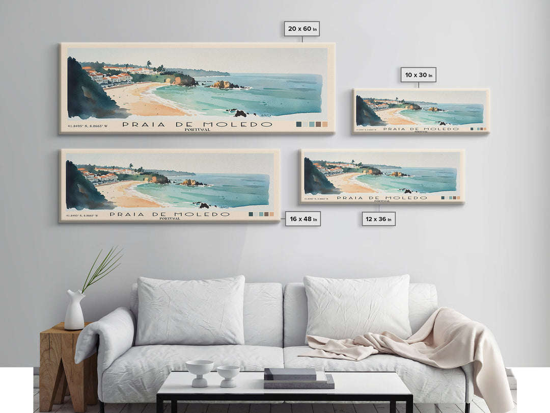 Praia de Moledo, Portugal Watercolor Beach Print, Vacation Gift, Portugal Wall Art, Beach Painting, Beach Decor, Beach Painting