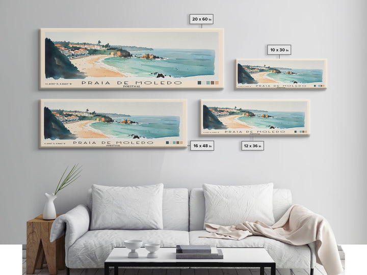 Praia de Moledo, Portugal Watercolor Beach Print, Vacation Gift, Portugal Wall Art, Beach Painting, Beach Decor, Beach Painting