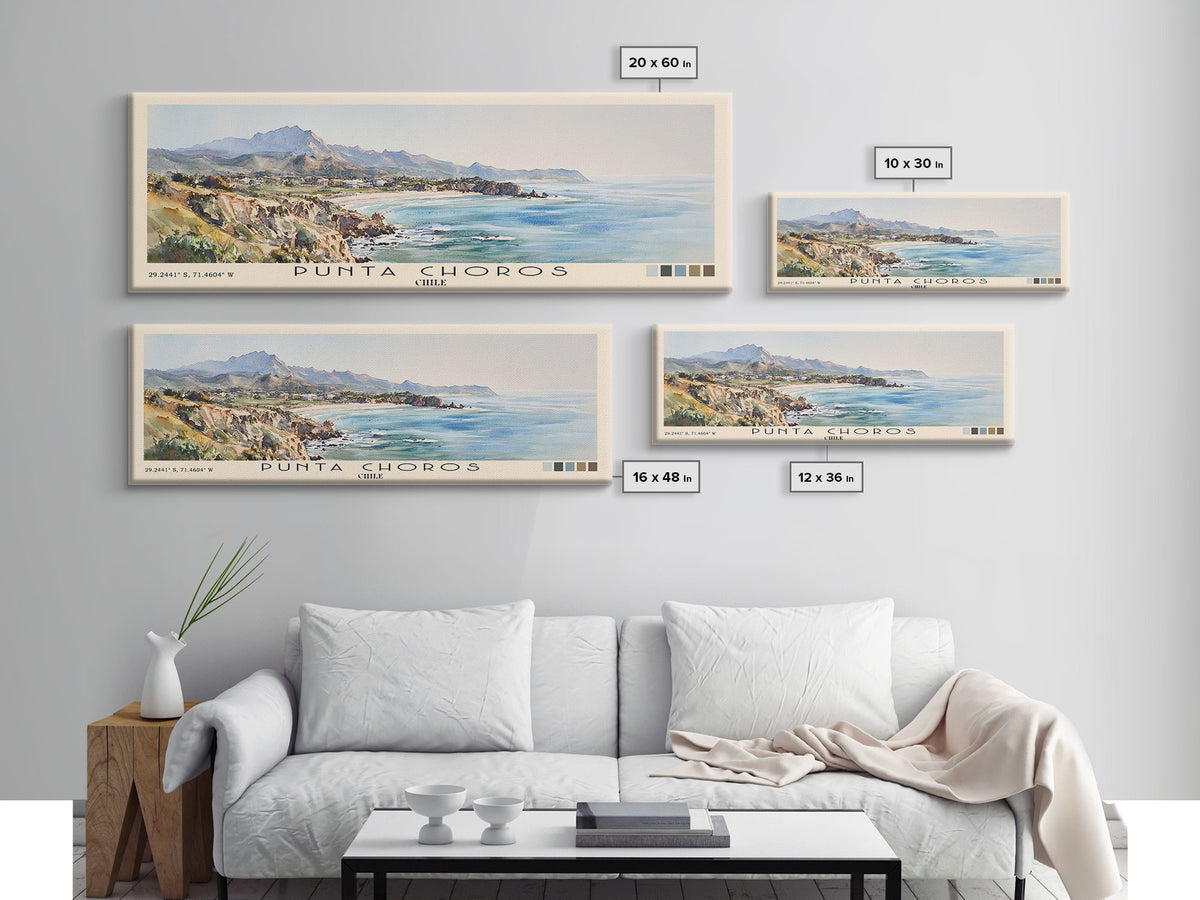 Punta Choros, Chile Watercolor Print, Vacation Gift, Chile Wall Art, Beach Painting, Beach Decor, Large Wall Art, Wood Frame Art