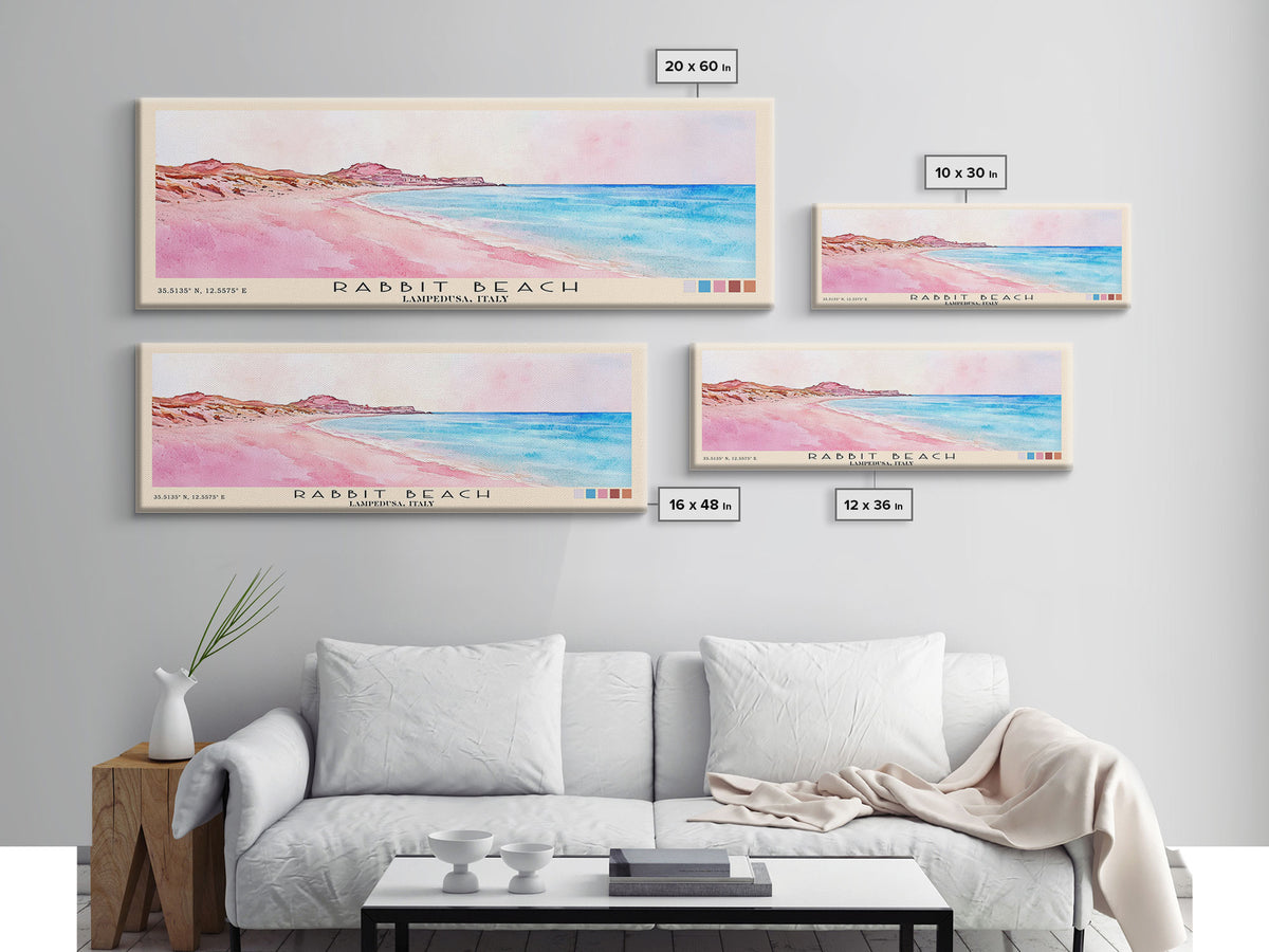 Rabbit Beach, Lampedusa, Italy Watercolor Print, Vacation Gift, Lampedusa, Italy Wall Art, Beach Painting, Beach Decor, Large Wall Art, Wood Frame Art