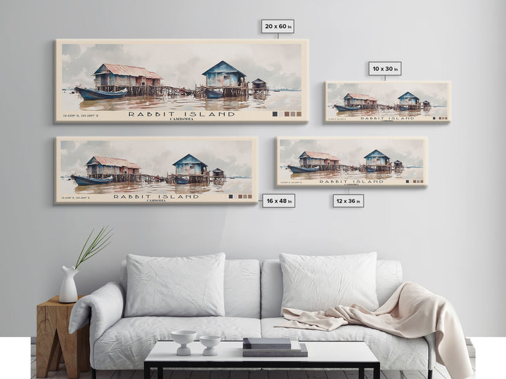 Rabbit Island, Cambodia Watercolor Beach Print, Vacation Gift, Cambodia Wall Art, Framed Canvas Print, Framed Beach Painting