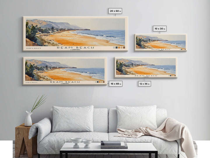Ream Beach, Cambodia Watercolor Print, Vacation Gift, Cambodia Wall Art, Beach Painting, Beach Decor, Large Wall Art, Wood Frame Art