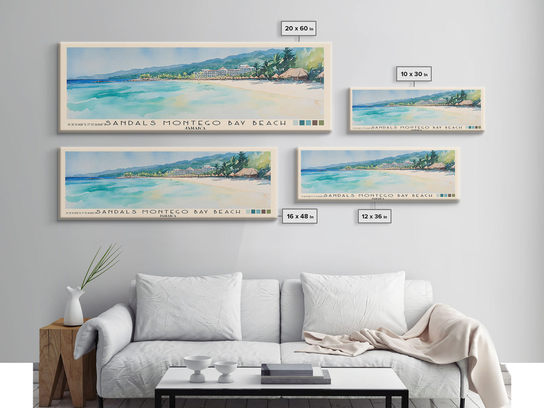 Sandals Montego Bay Beach, Jamaica Watercolor Print, Vacation Gift, Jamaica Wall Art, Vacation Wall Art, Vacatation Memories, Beach Decor, Beach Or Lakehouse Art