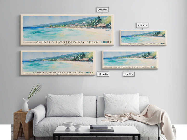 Sandals Montego Bay Beach, Jamaica Watercolor Print, Vacation Gift, Jamaica Wall Art, Vacation Wall Art, Vacatation Memories, Beach Decor, Beach Or Lakehouse Art
