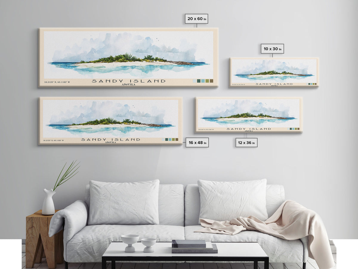 Sandy Island, Anguila Watercolor Print, Vacation Gift, Anguila Wall Art, Vacation Wall Art, Vacatation Memories, Beach Decor, Beach Or Lakehouse Art