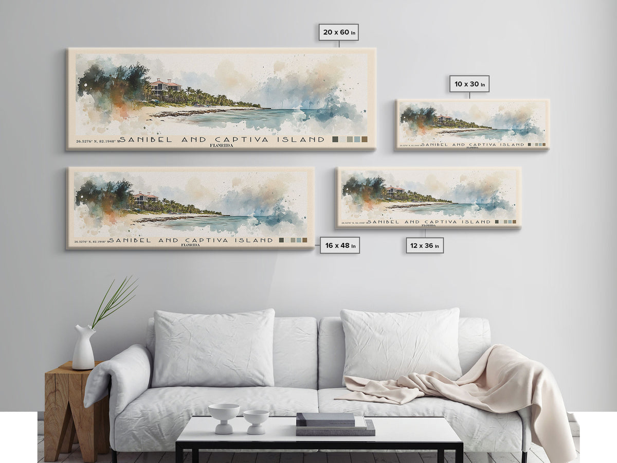 Sanibel and Captiva Island, Florida Watercolor Beach Print, Vacation Gift, Florida Wall Art, Beach Painting, Beach Decor, Beach Painting