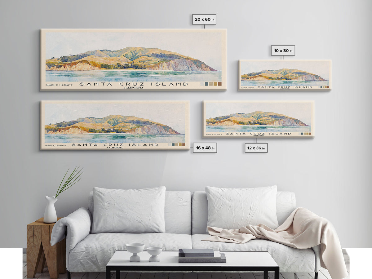 Santa Cruz Island, California Watercolor Print, Vacation Gift, California Wall Art, Beach Painting, Beach Decor, Beach Or Lakehouse Art