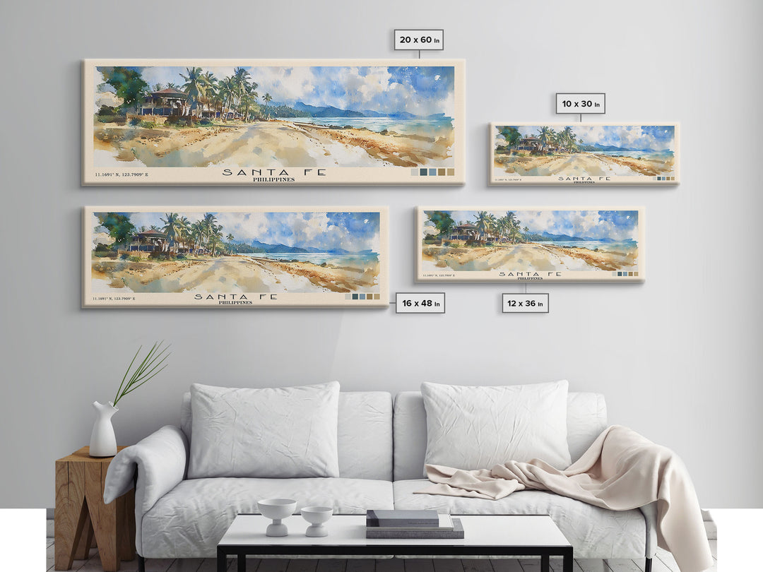 Santa Fe, Philippines Watercolor Beach Print, Vacation Gift, Philippines Wall Art, Beach Painting, Beach Decor, Beach Painting