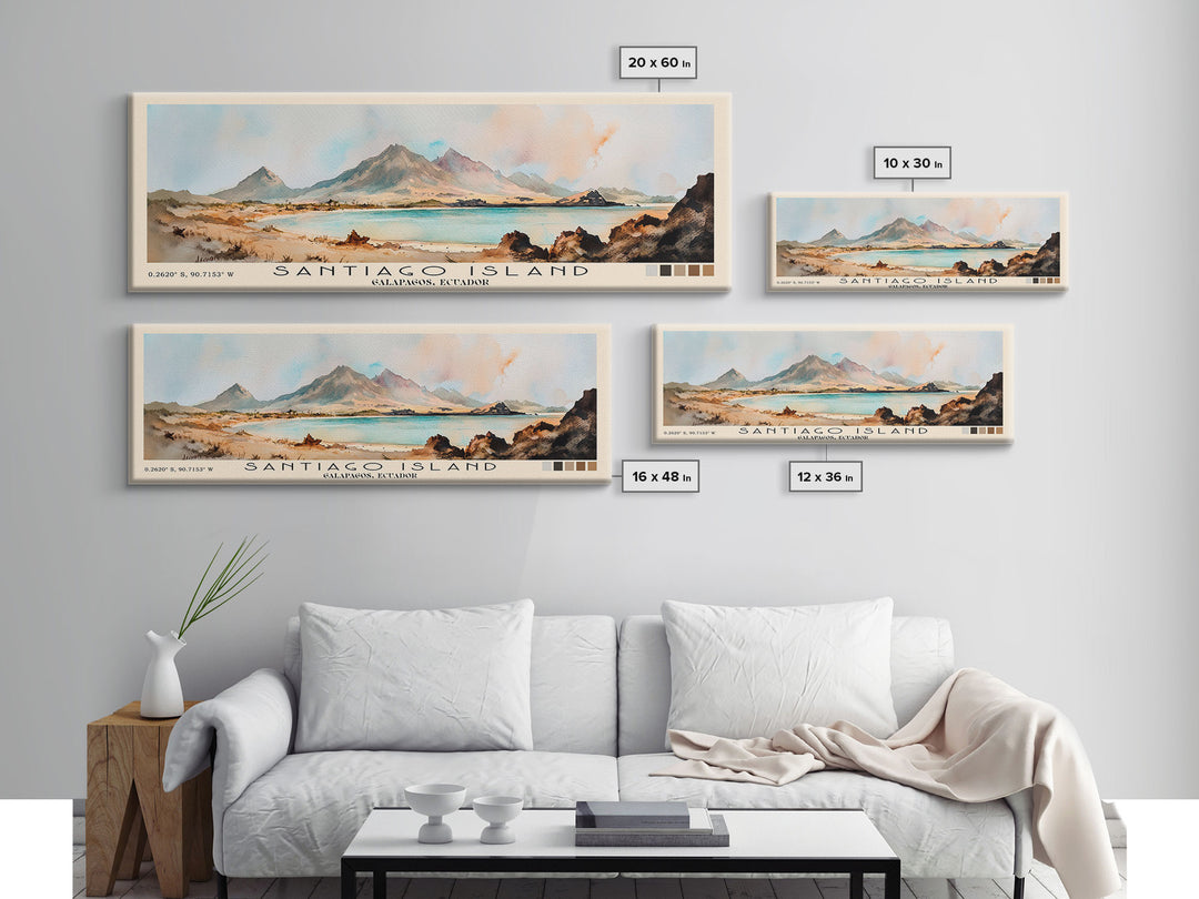 Santiago Island, Galapagos, Ecuador Watercolor Print, Vacation Gift, Galapagos, Ecuador Wall Art, Beach Painting, Beach Decor, Beach Or Lakehouse Art