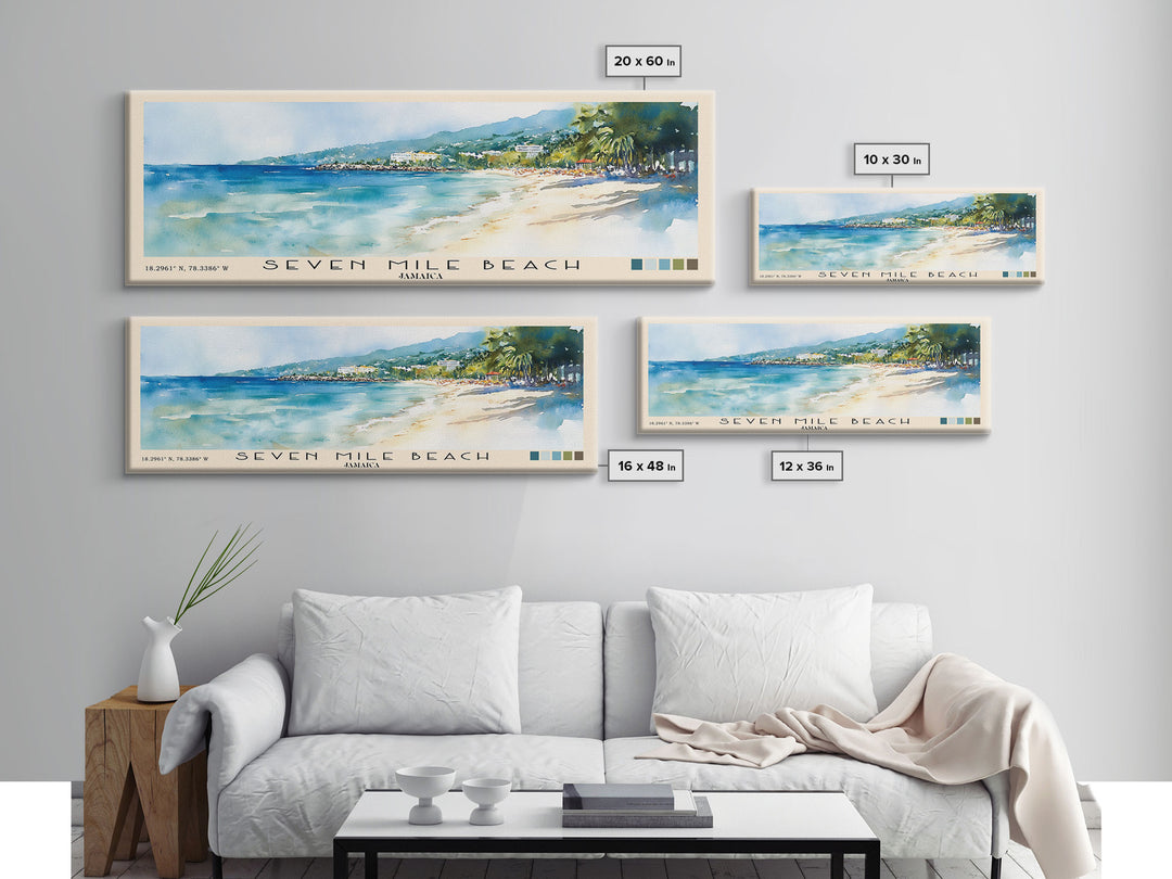 Seven Mile Beach, Jamaica Watercolor Print, Vacation Gift, Jamaica Wall Art, Vacation Wall Art, Vacatation Memories, Beach Decor, Beach Or Lakehouse Art