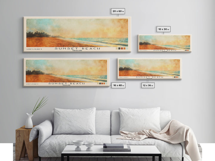 Sunset Beach, Thailand Watercolor Beach Print, Vacation Gift, Thailand Wall Art, Beach Painting, Beach Decor, Beach Painting