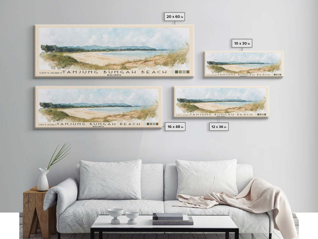 Tanjung Bungah Beach, Malasyia Watercolor Print, Vacation Gift, Malasyia Wall Art, Beach Painting, Beach Decor, Beach Or Lakehouse Art